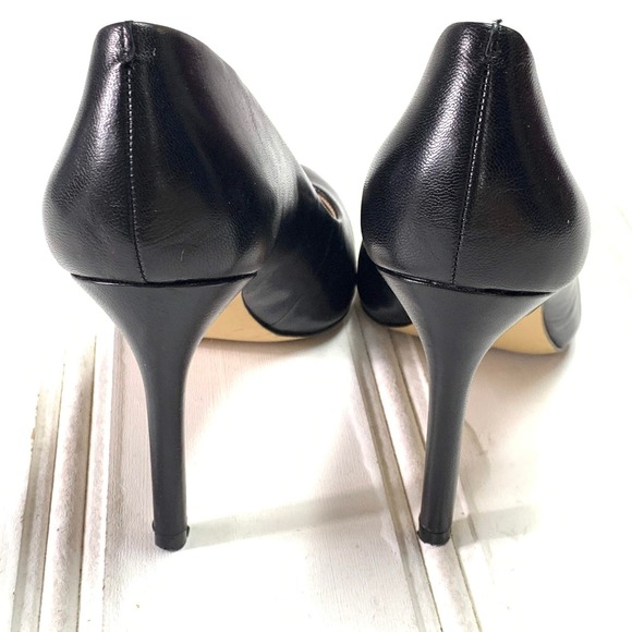 Saks Fifth Avenue 5.5 M Black Benni Pumps Stiletto Heels Shoes Round Toe Slip On - Picture 6 of 10